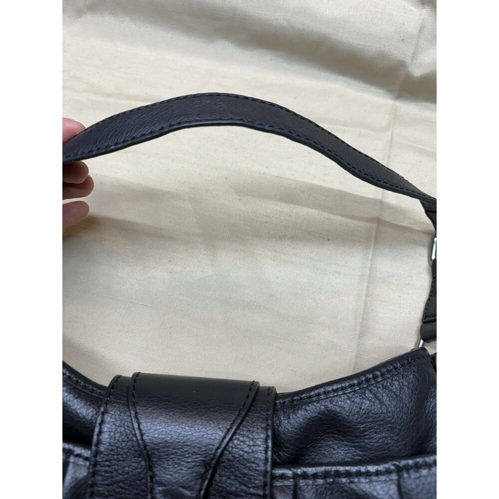 Vintage Y2K Emma Fox Black Leather Shoulder Bag Silver Fox Logo Floral Lining - Picture 11 of 14